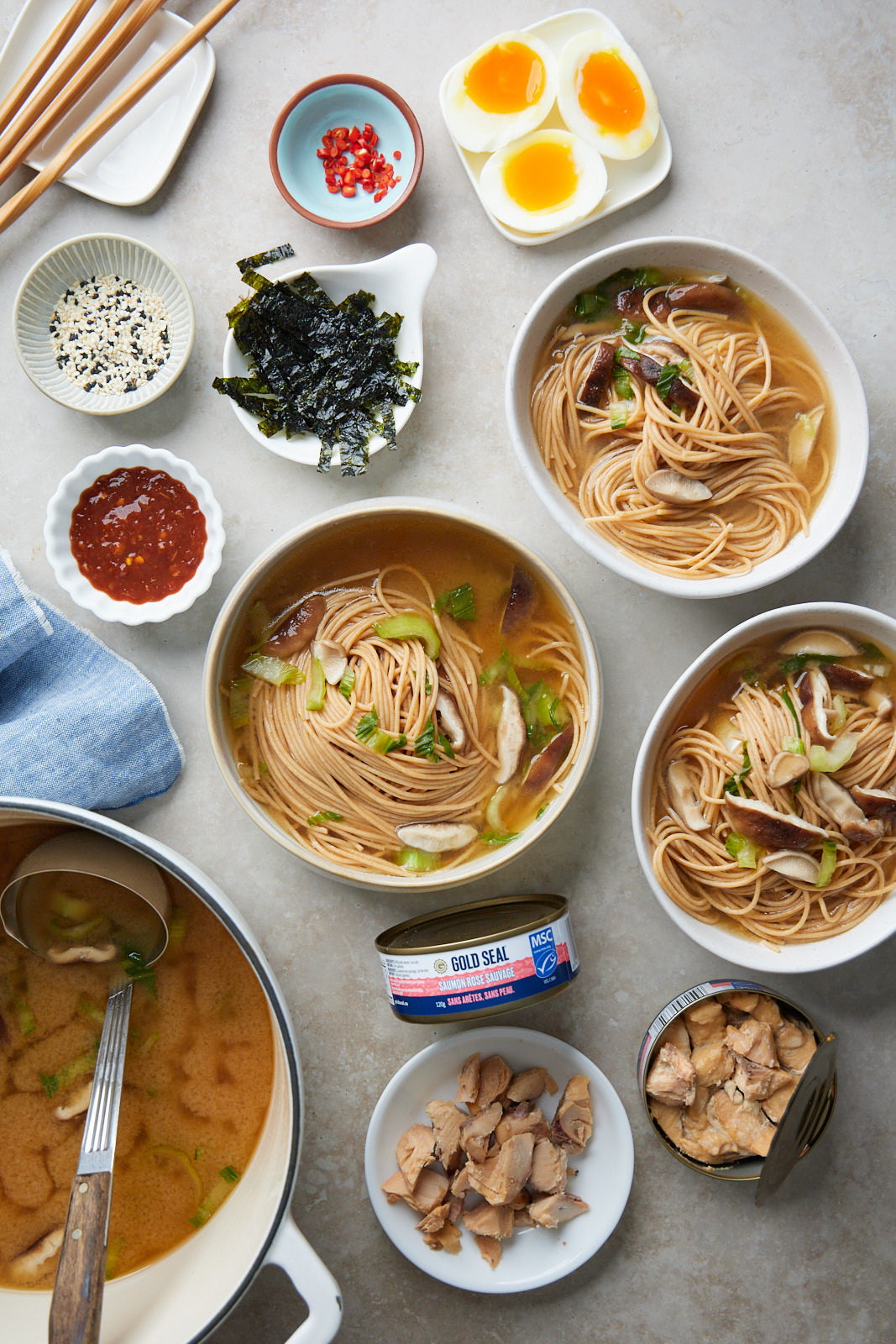 Quick and Easy Miso Noodle Soup With Salmon