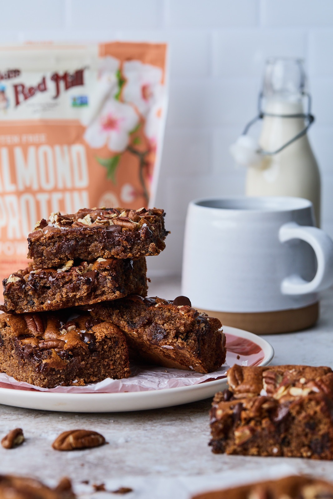 Chocolate Chip and Pecan Almond Butter Blondies