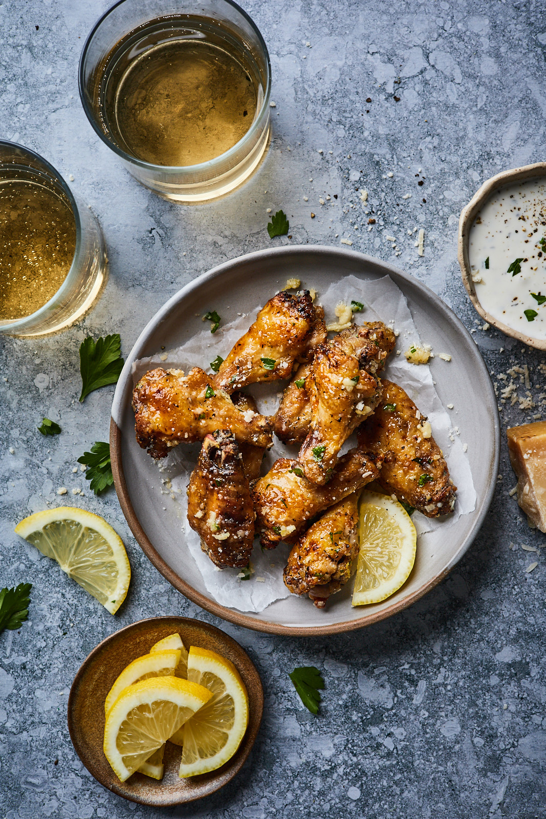 Lemon Garlic Parmesan Baked Chicken Wings