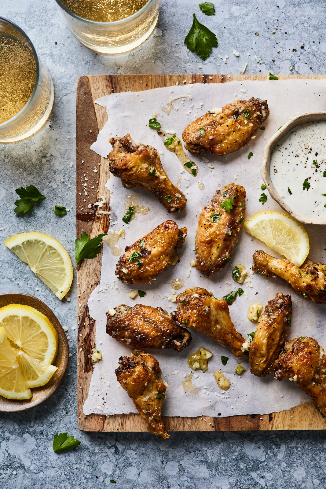 Lemon Garlic Parmesan Baked Chicken Wings