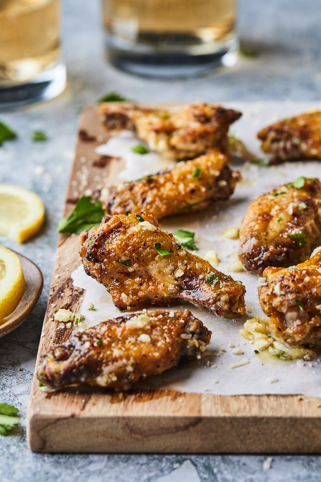 Lemon Garlic Parmesan Baked Chicken Wings