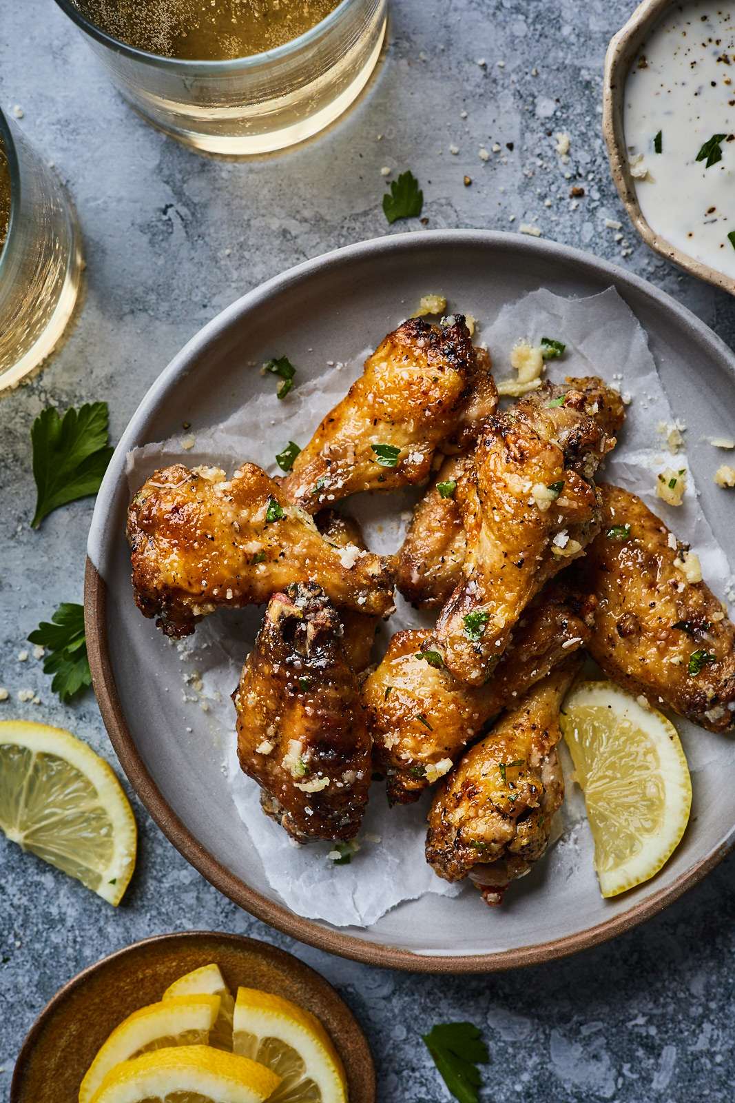 Lemon Garlic Parmesan Baked Chicken Wings