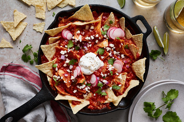 Easy Skillet Chilaquiles (Chilaquiles Rojos)