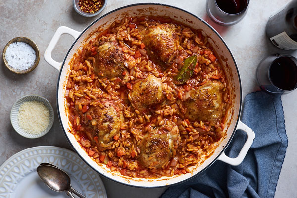 One Pot Baked Greek Chicken Orzo (Giouvetsi/Youvetsi)