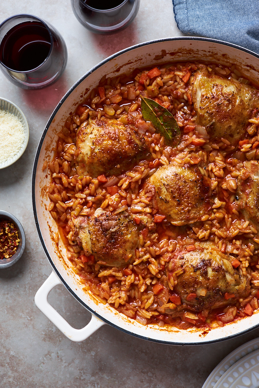 One Pot Baked Greek Chicken Orzo