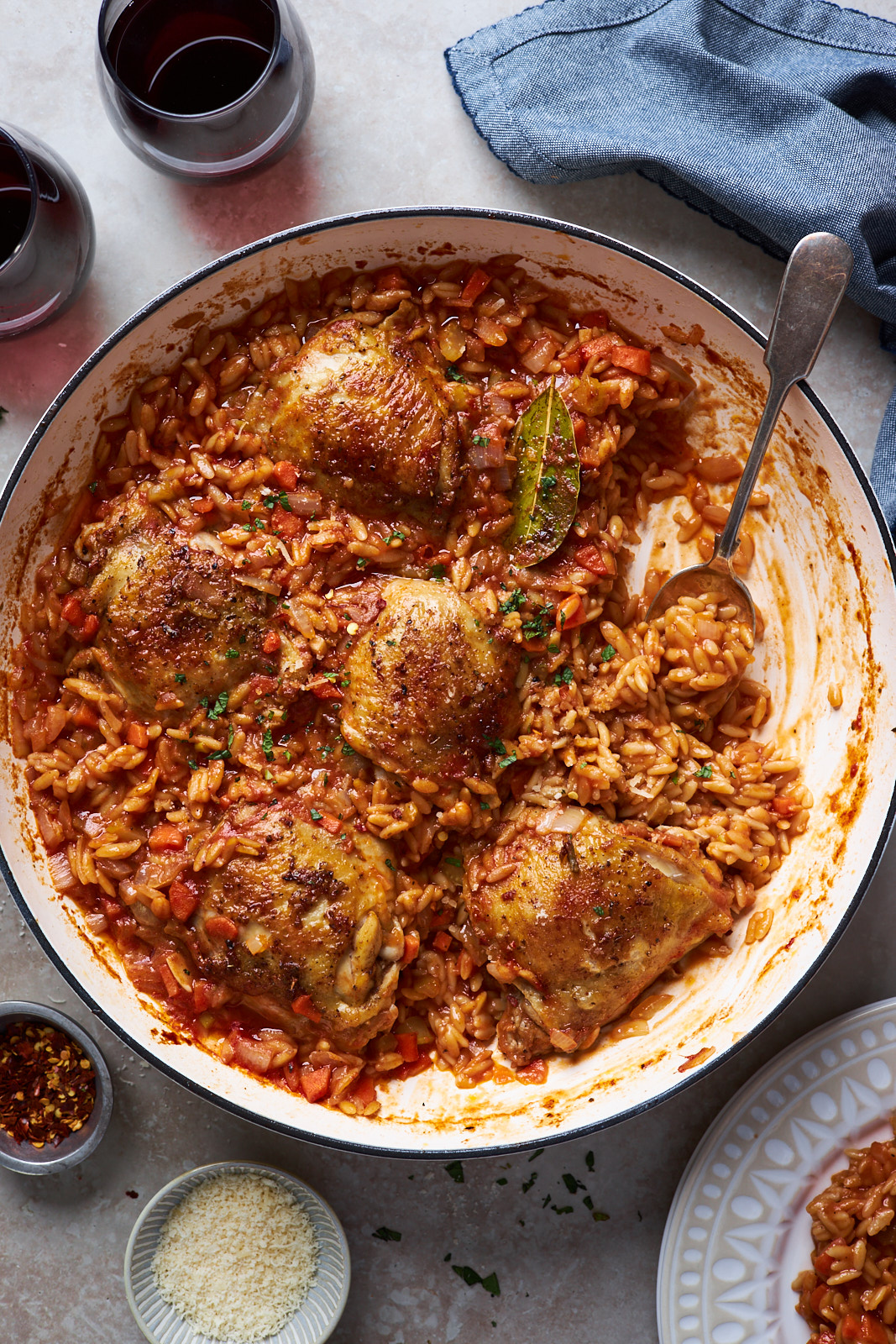 One Pot Baked Greek Chicken Orzo