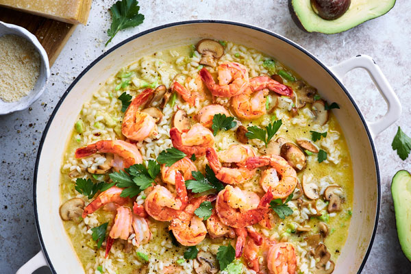 Creamy Mushroom Shrimp And Avocado Risotto