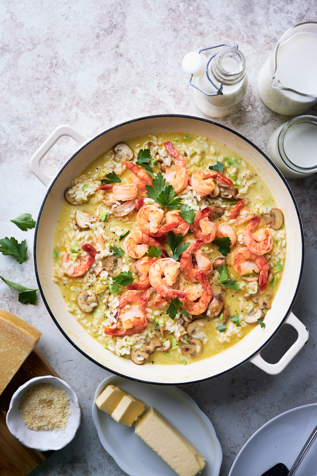 Creamy Mushroom Shrimp And Avocado Risotto