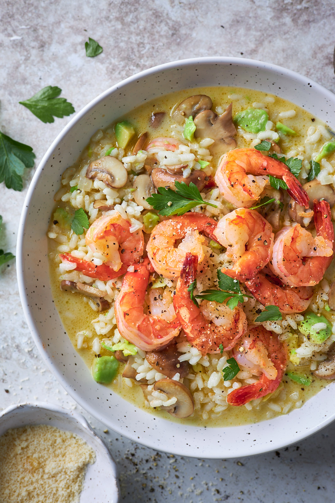 Creamy Mushroom Shrimp And Avocado Risotto