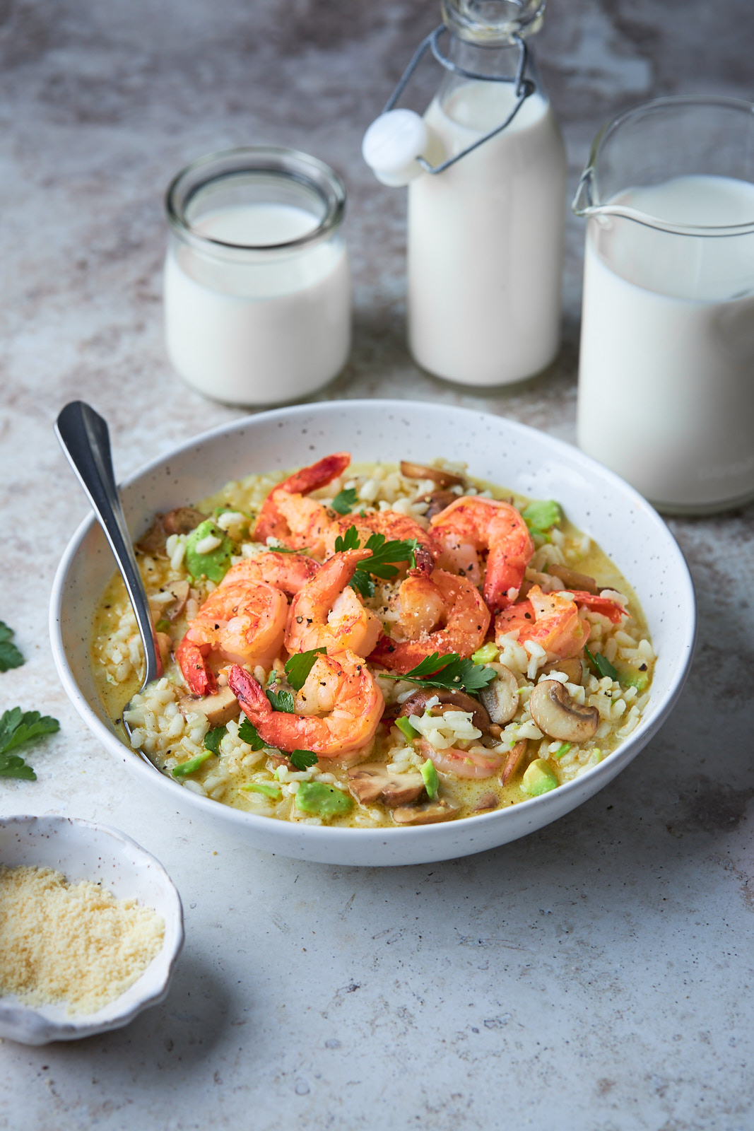 Creamy Mushroom Shrimp And Avocado Risotto