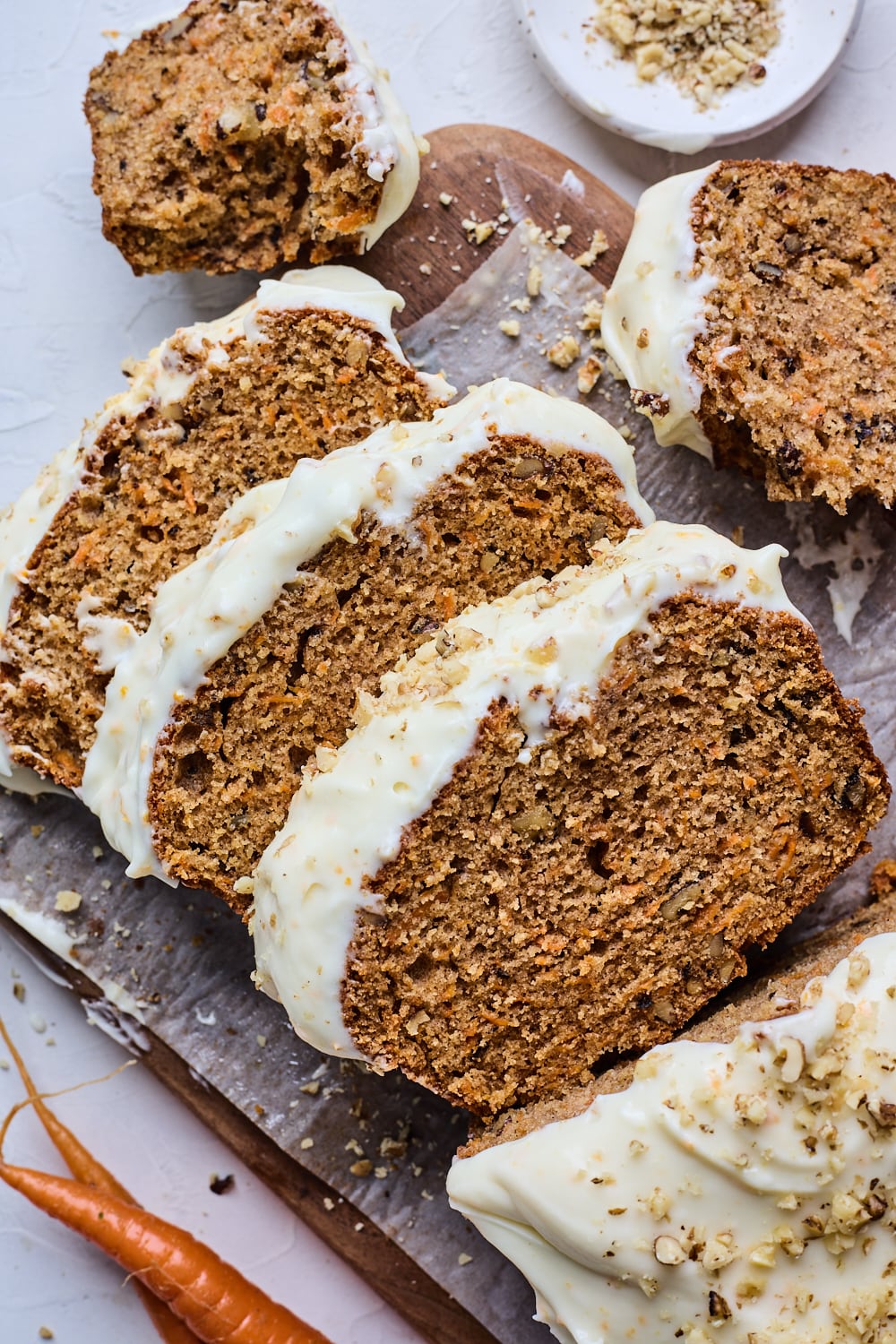 Cut slices of Carrot Cake Loaf