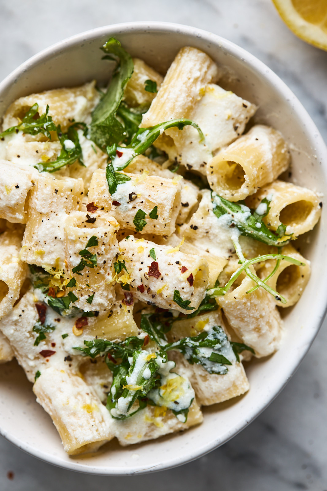 Lemon Ricotta Pasta With Arugula