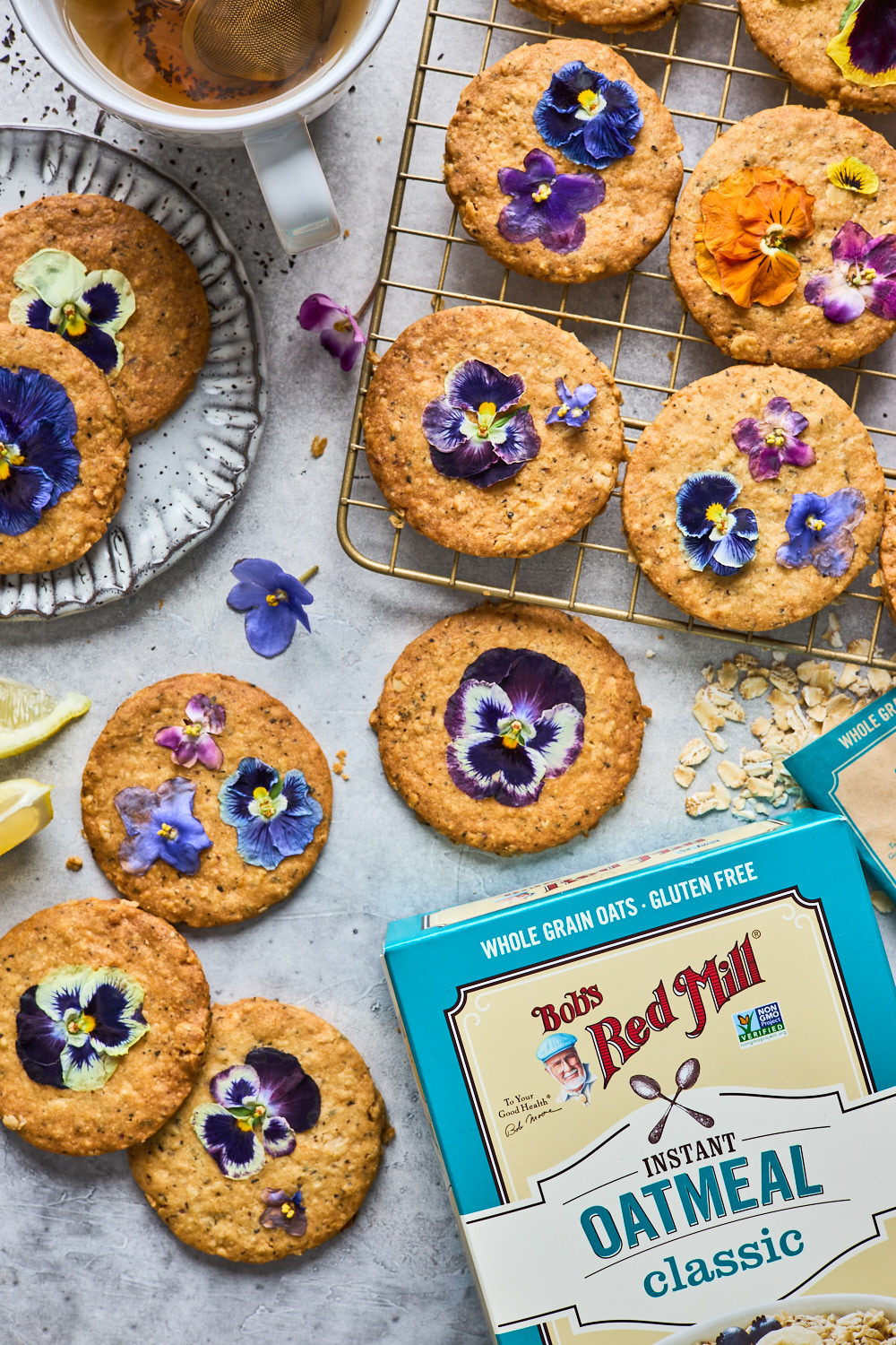 Lemon Earl Grey Shortbread Oatmeal Cookies