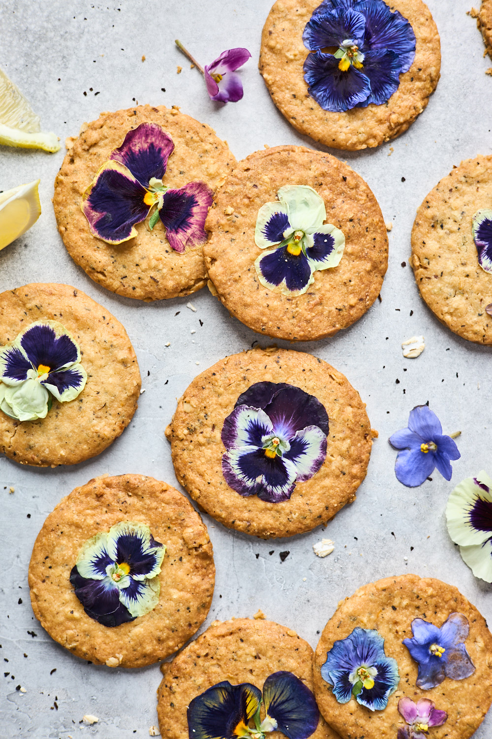 Lemon Earl Grey Shortbread Oatmeal Cookies