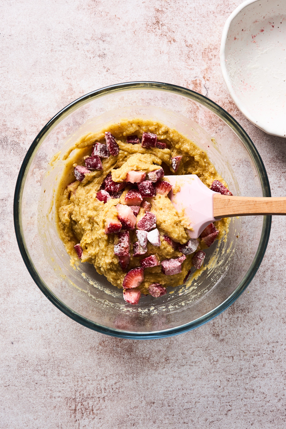 Mixing the rhubarb