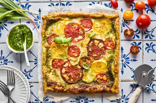 Easy Tomato Pesto Puff Pastry Tart