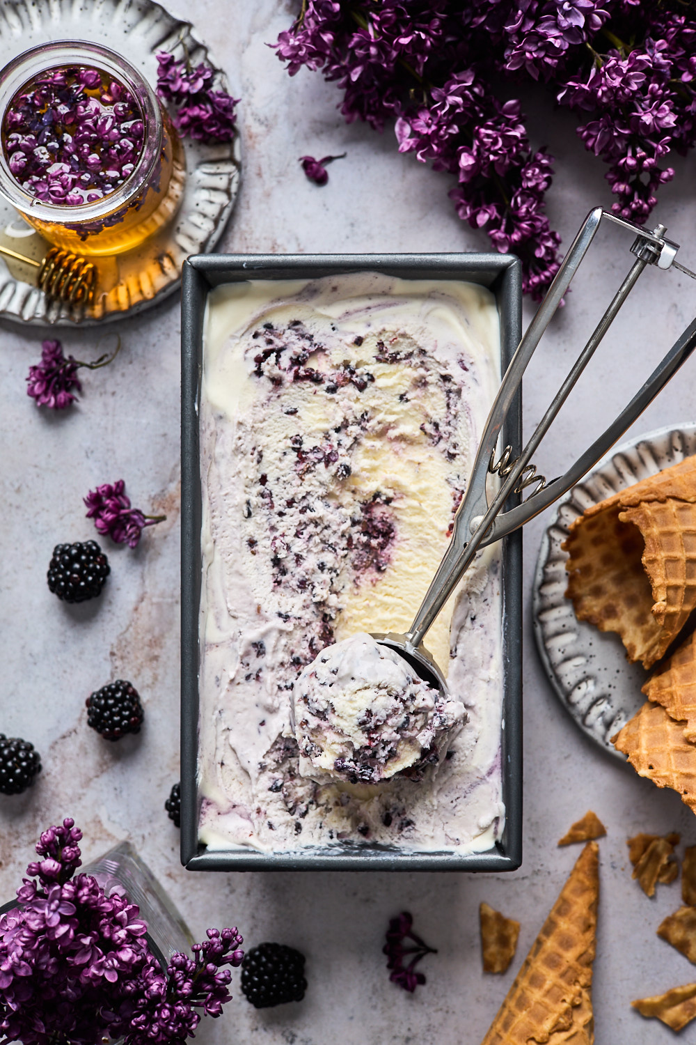 Easy No Churn Blackberry Ice Cream