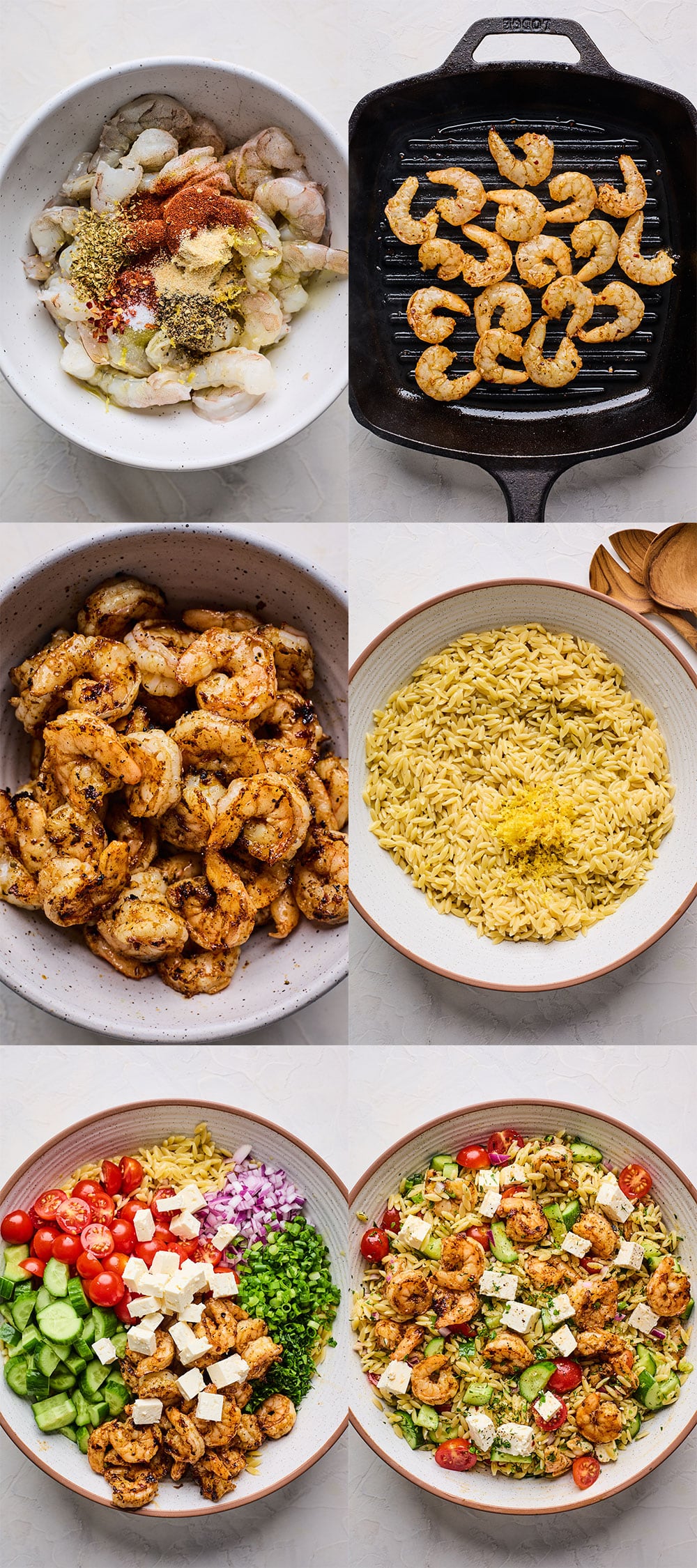 Greek Style Grilled Shrimp Orzo Pasta Salad step by step directions