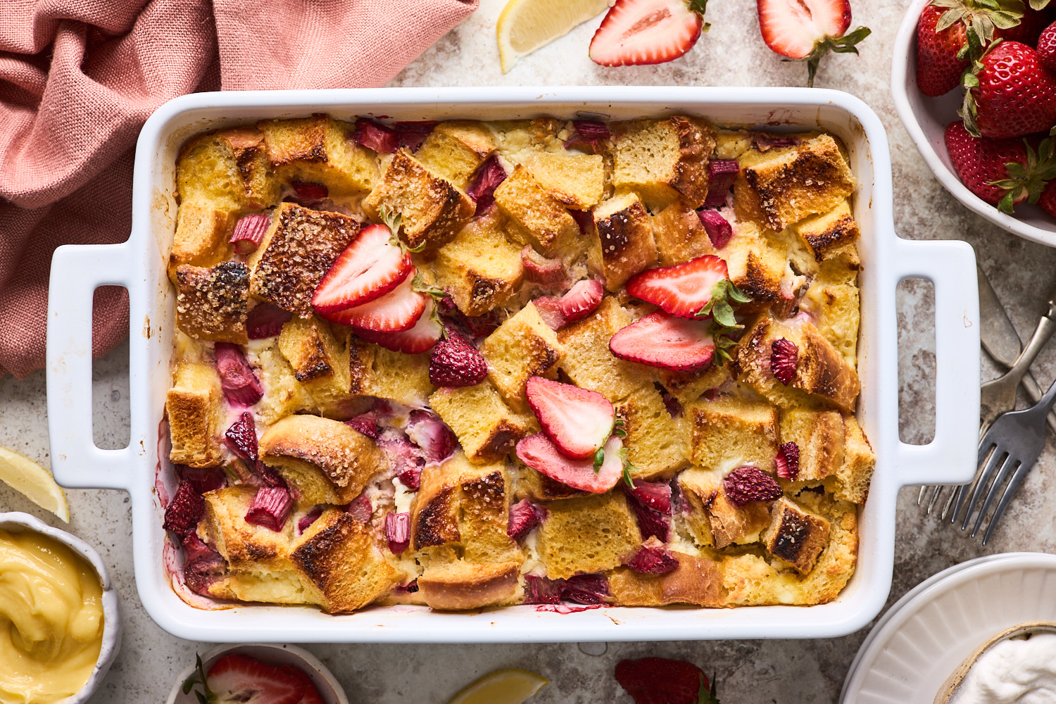 Strawberry Rhubarb Baked French Toast