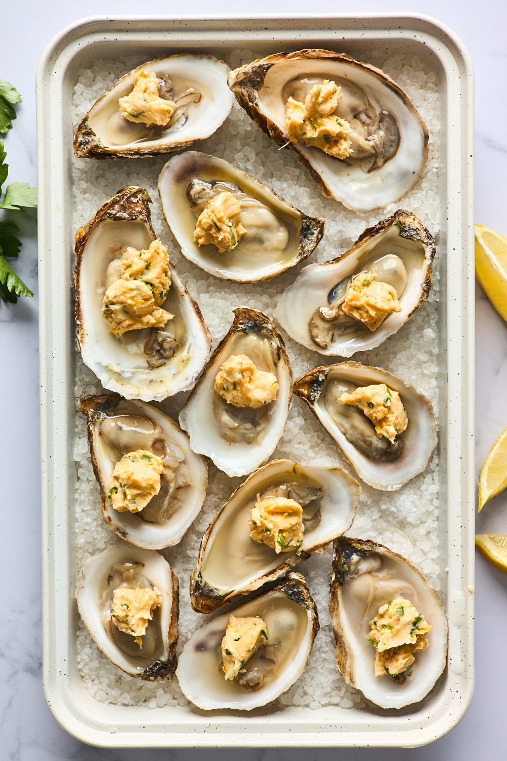 Spicy Butter and Herb Baked Oysters