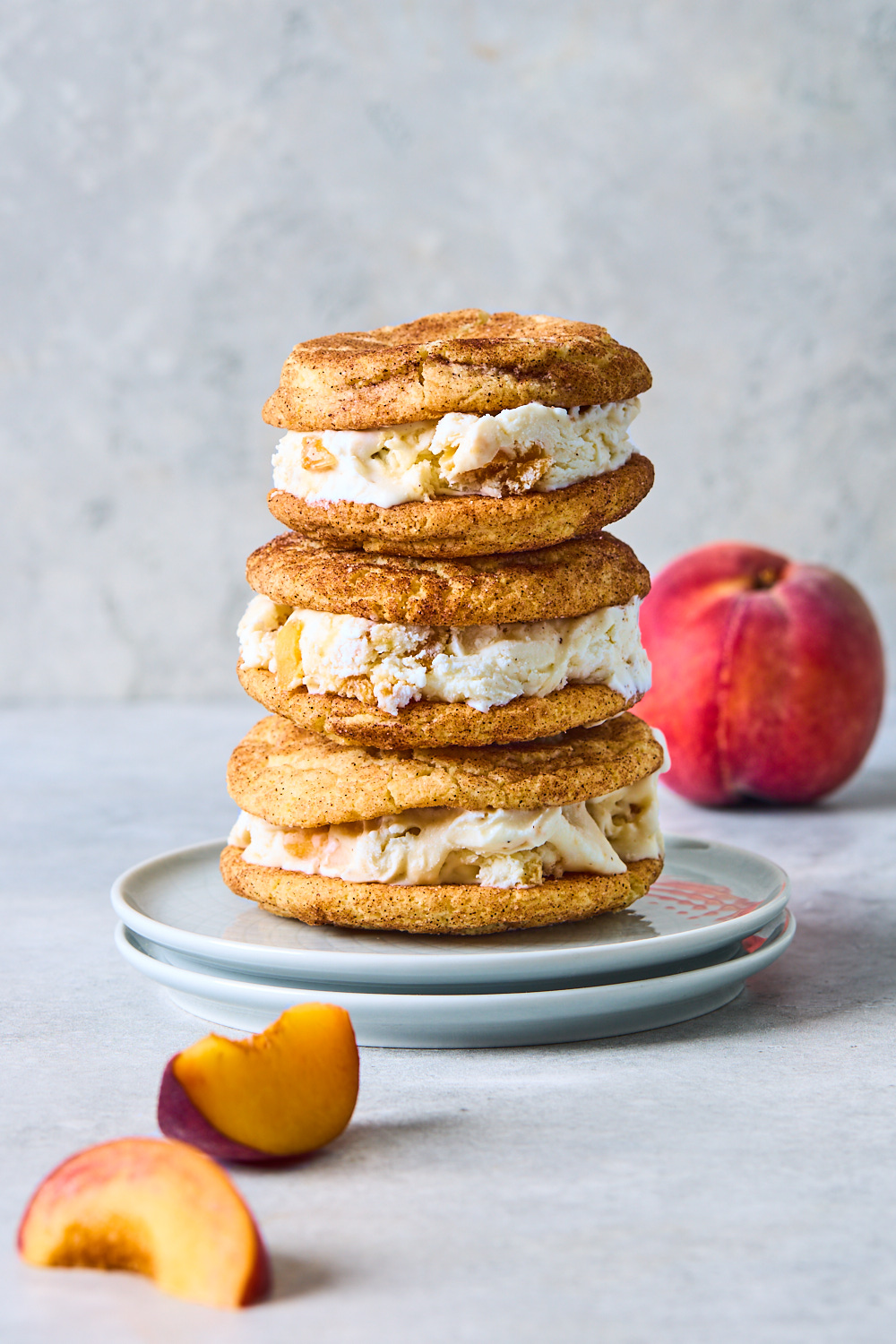 Snickerdoodle and Peach Ice Cream Sandwiches