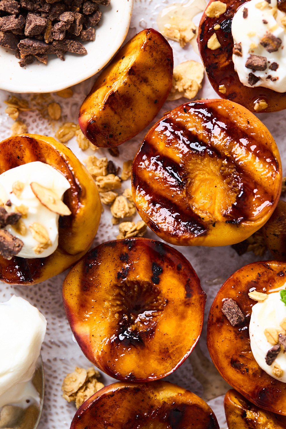 Grilled Peach and Blueberry Yoghurt Parfaits