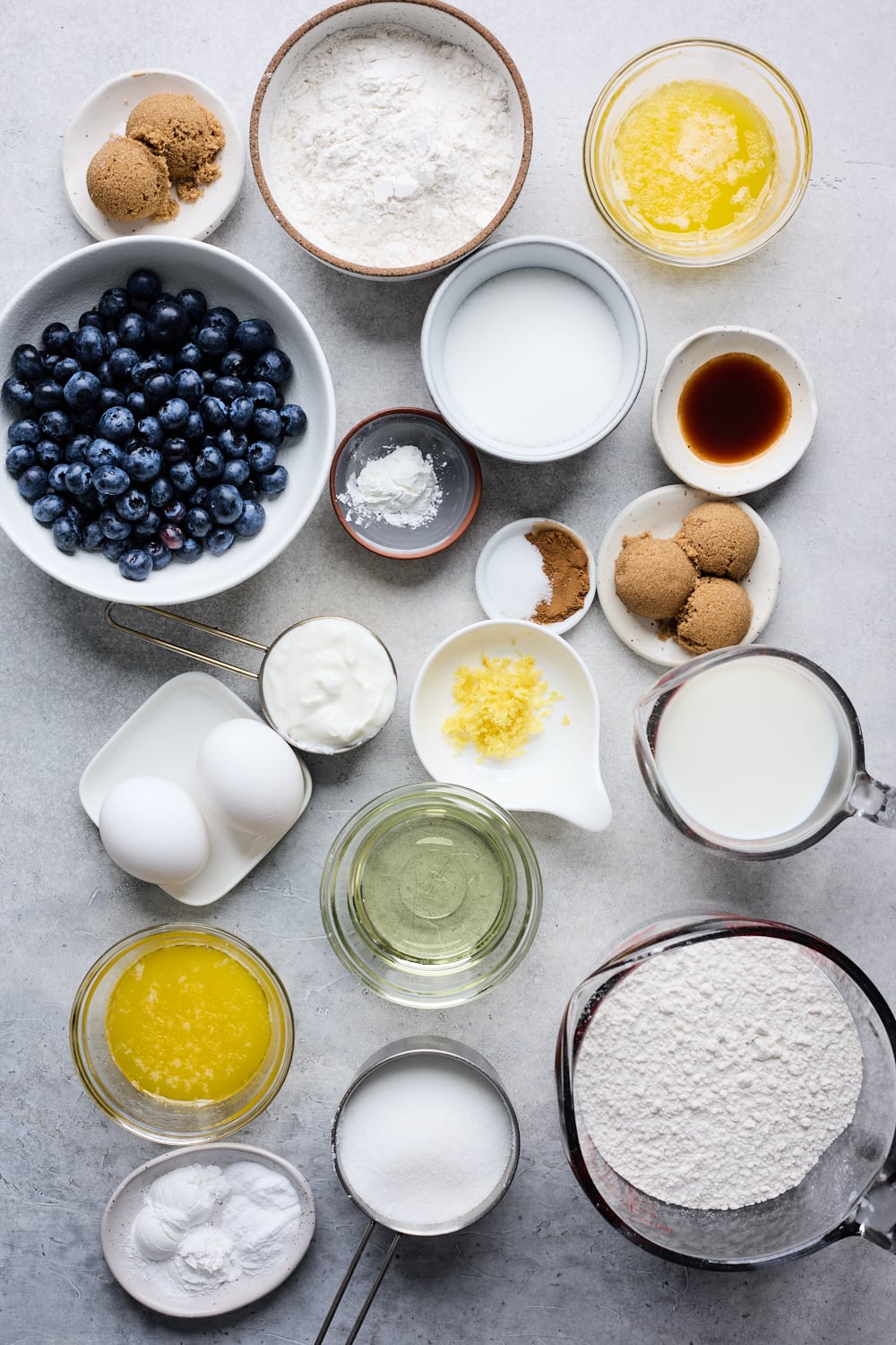Bakery Style Blueberry Streusel Muffins Ingredients On a table