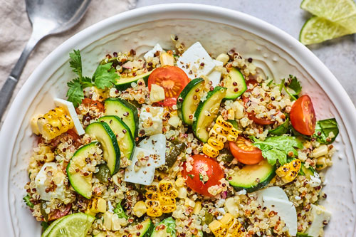 Charred Corn Tomato and Feta Quinoa Salad