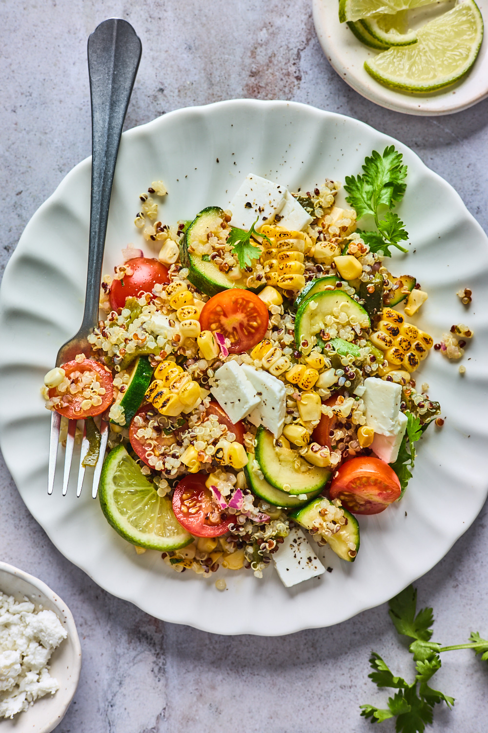 Charred Corn Tomato and Feta Quinoa Salad