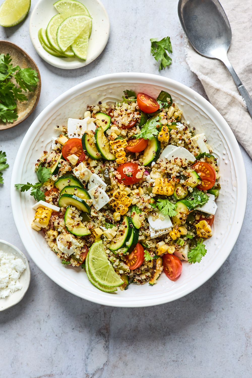 Charred Corn Tomato and Feta Quinoa Salad