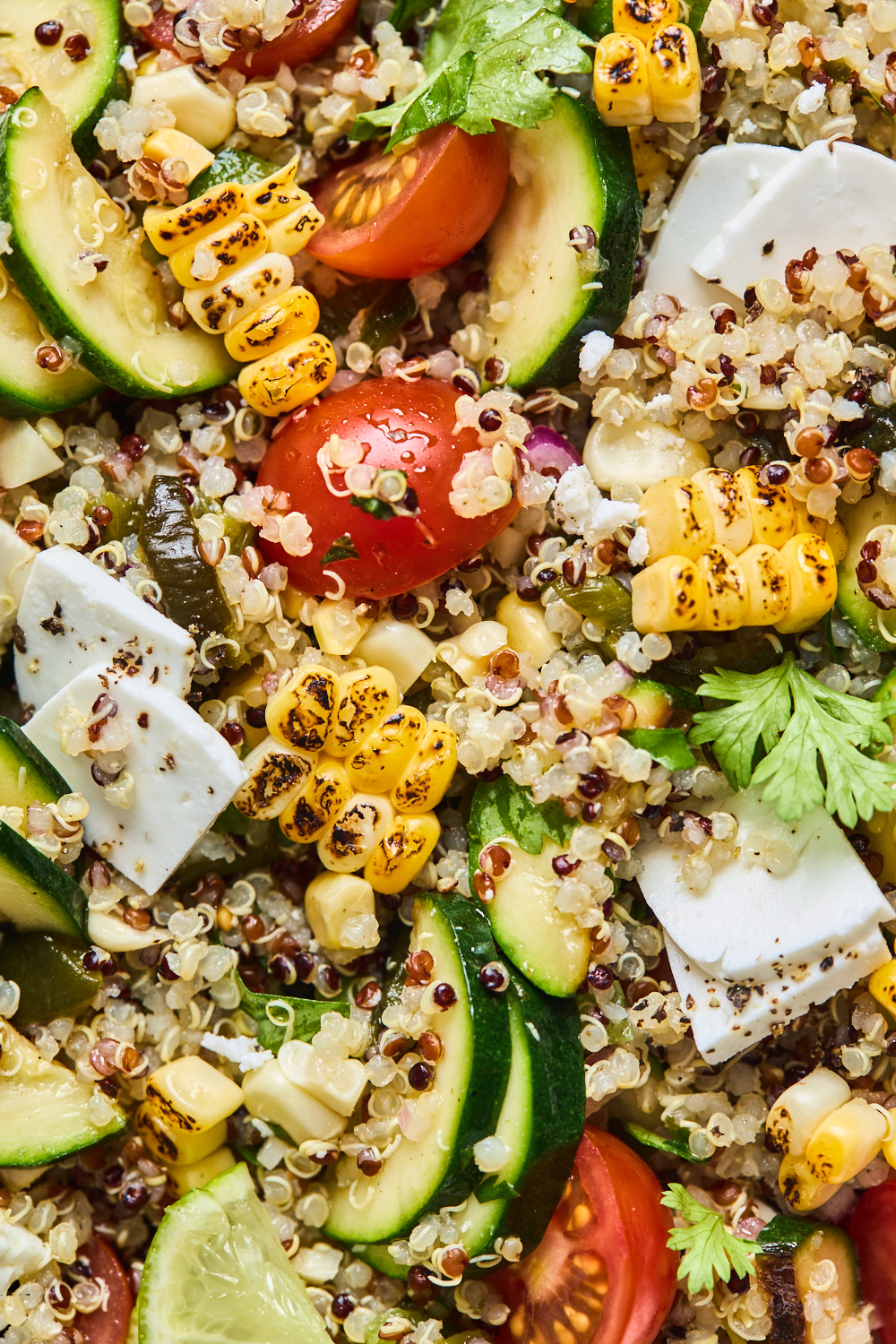 Charred Corn Tomato and Feta Quinoa Salad