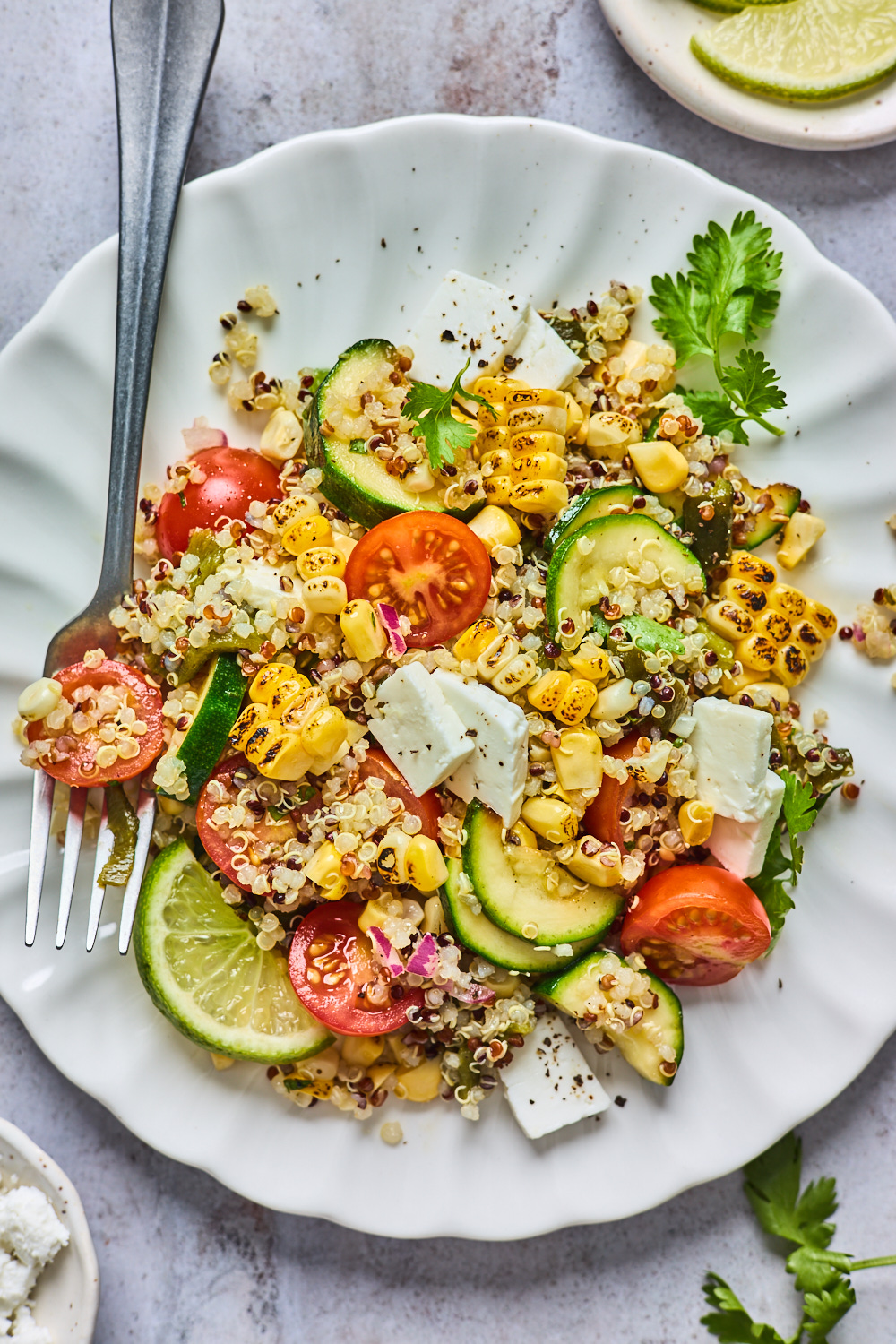 Charred Corn Tomato and Feta Quinoa Salad