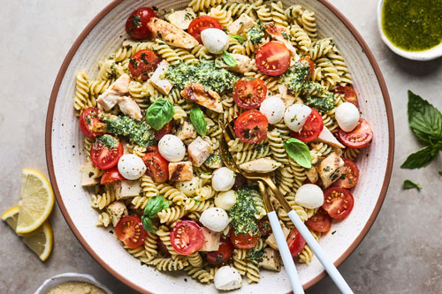 Grilled Chicken Pesto Pasta Salad