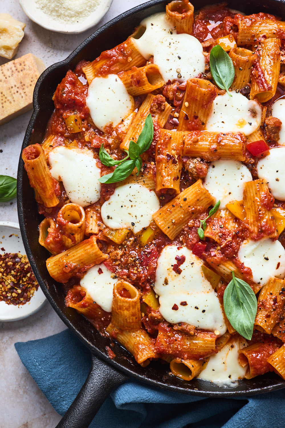 Easy Spicy Italian Sausage and Peppers Pasta Bake