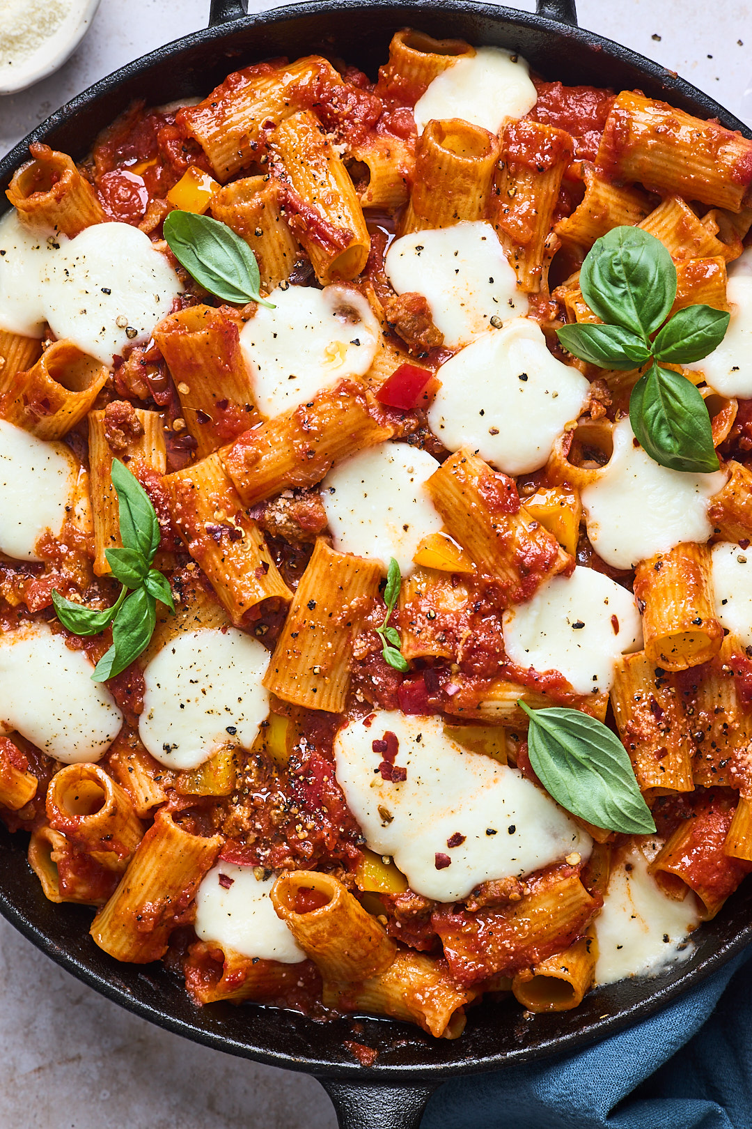 Easy Spicy Italian Sausage and Peppers Pasta Bake