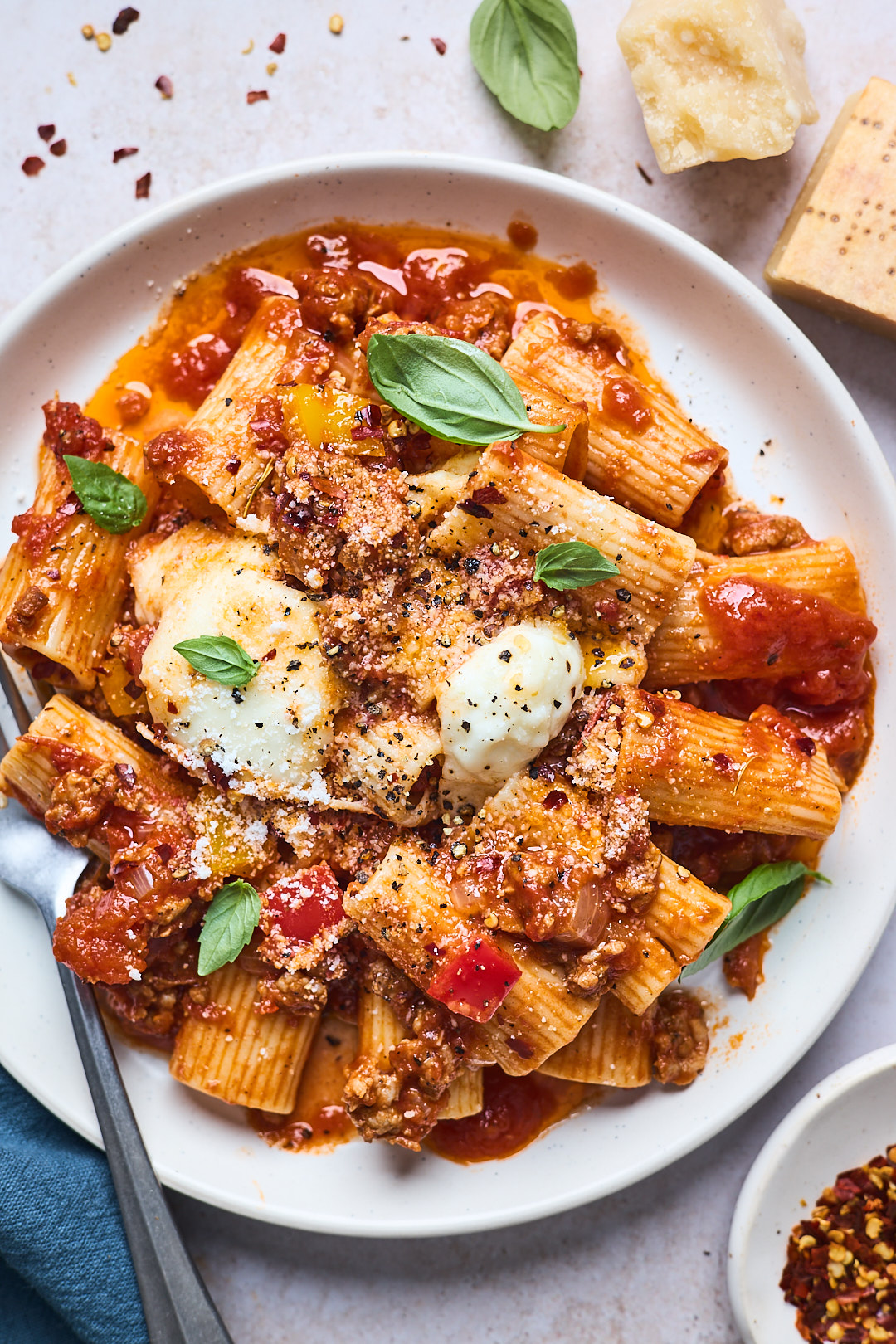 Easy Spicy Italian Sausage and Peppers Pasta Bake