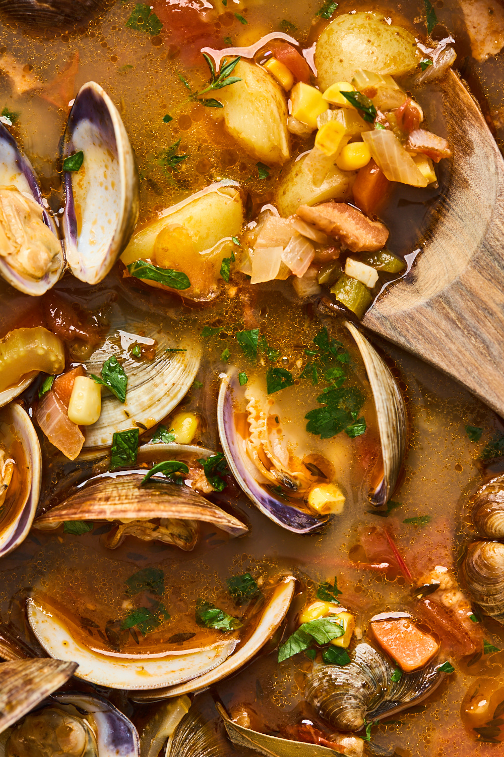 Manhattan Style Clam and Corn Chowder