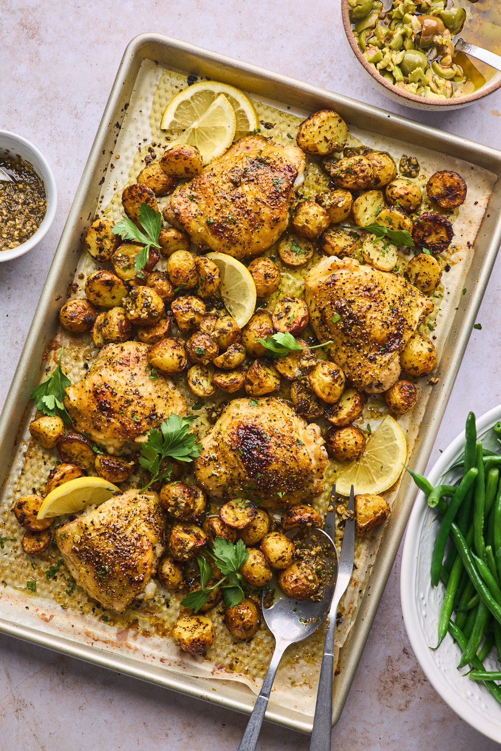 Sheet Pan Lemony Chicken With Potatoes and Green Beans