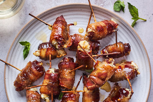 Bacon Wrapped Goat Cheese Stuffed Dates