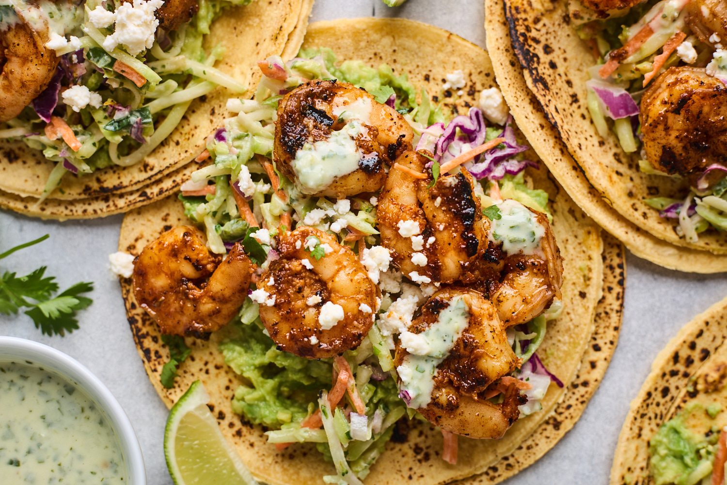 Grilled Shrimp Tacos With Cilantro Lime Slaw