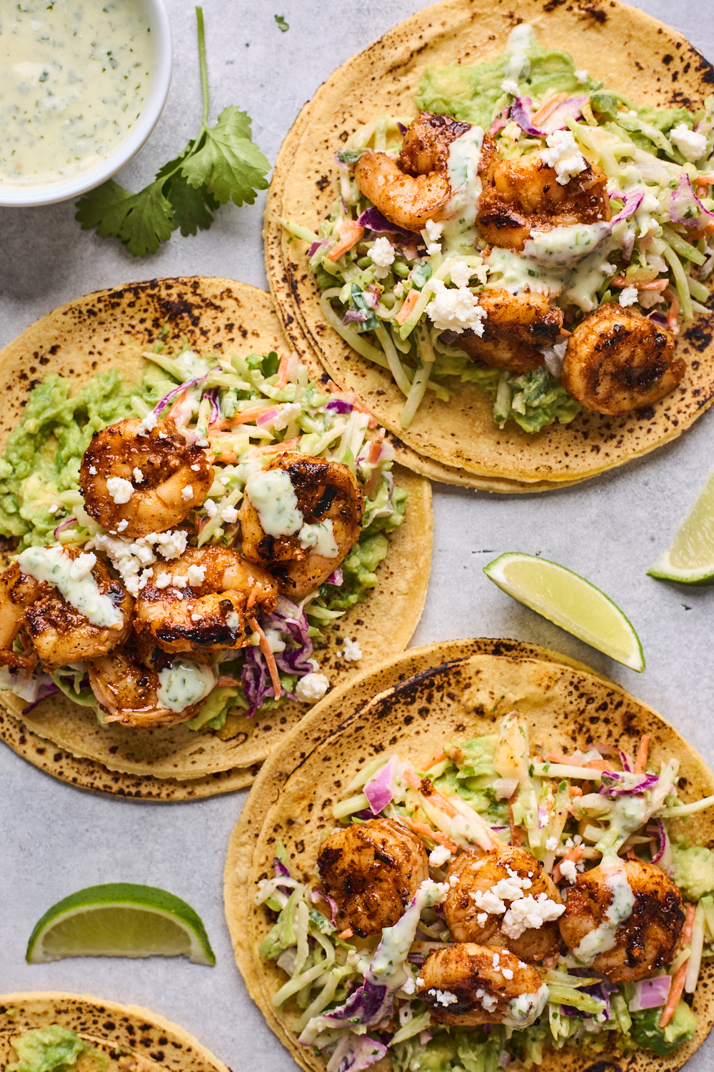 Grilled Shrimp Tacos With Cilantro Lime Slaw