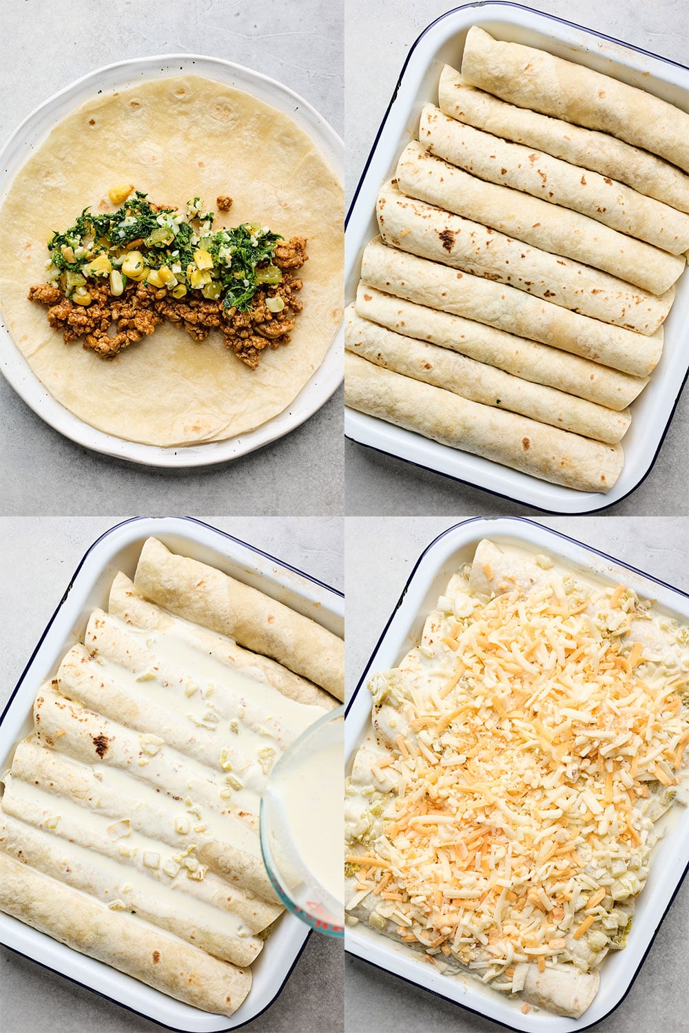 Green Chile Chicken Enchiladas step by step instructions