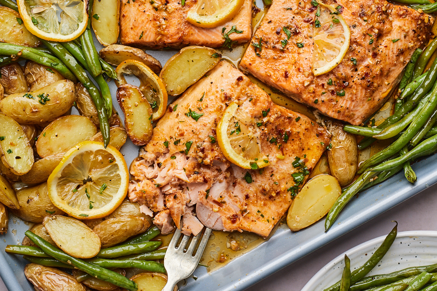 Lemon Butter Sheetpan Baked Trout