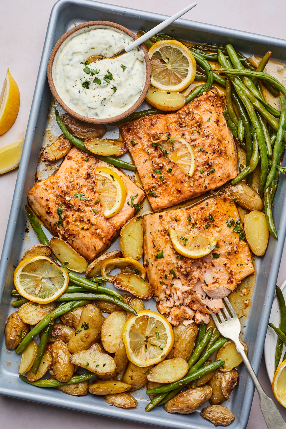 Lemon Butter Sheetpan Baked Trout