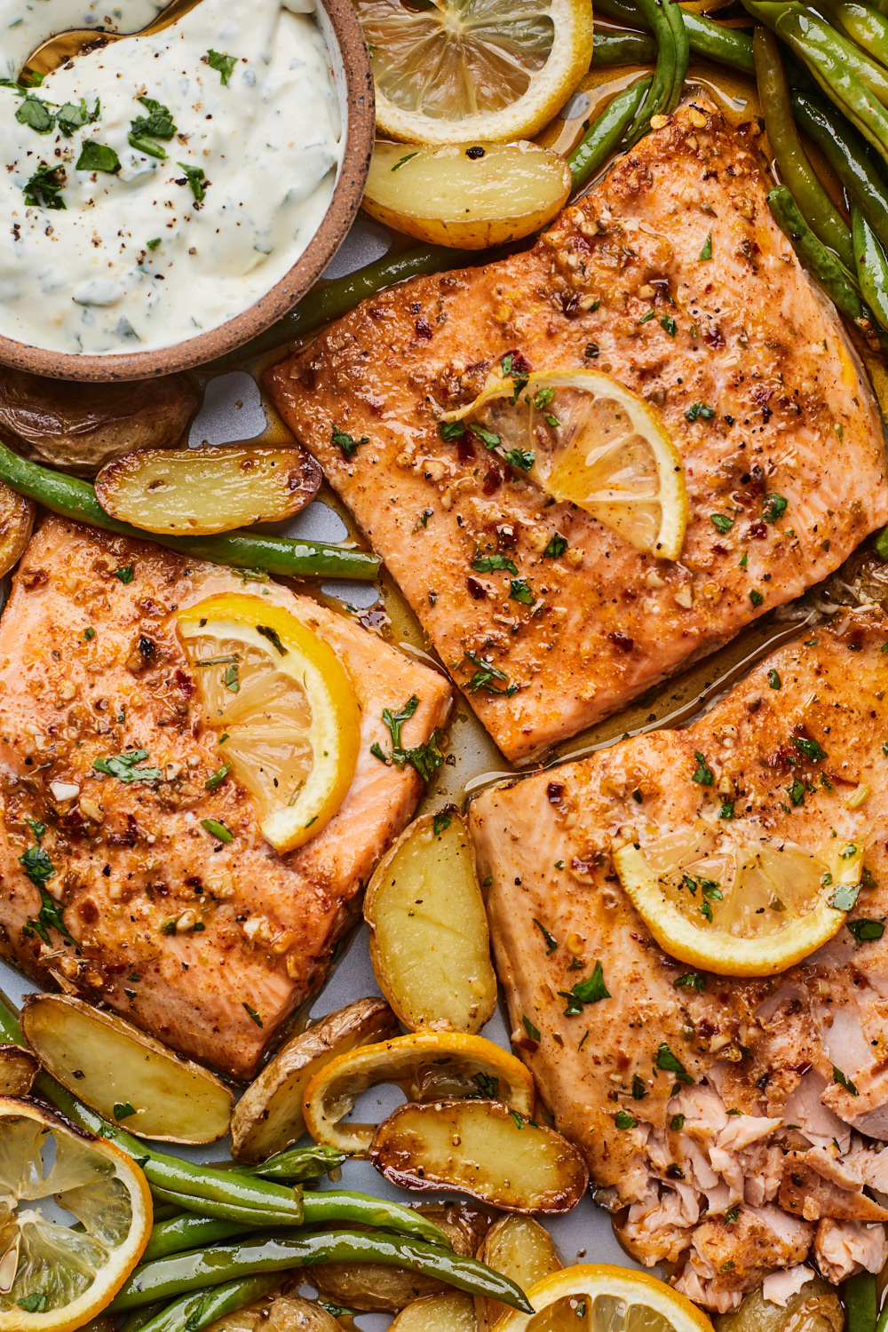 Lemon Butter Sheetpan Baked Trout