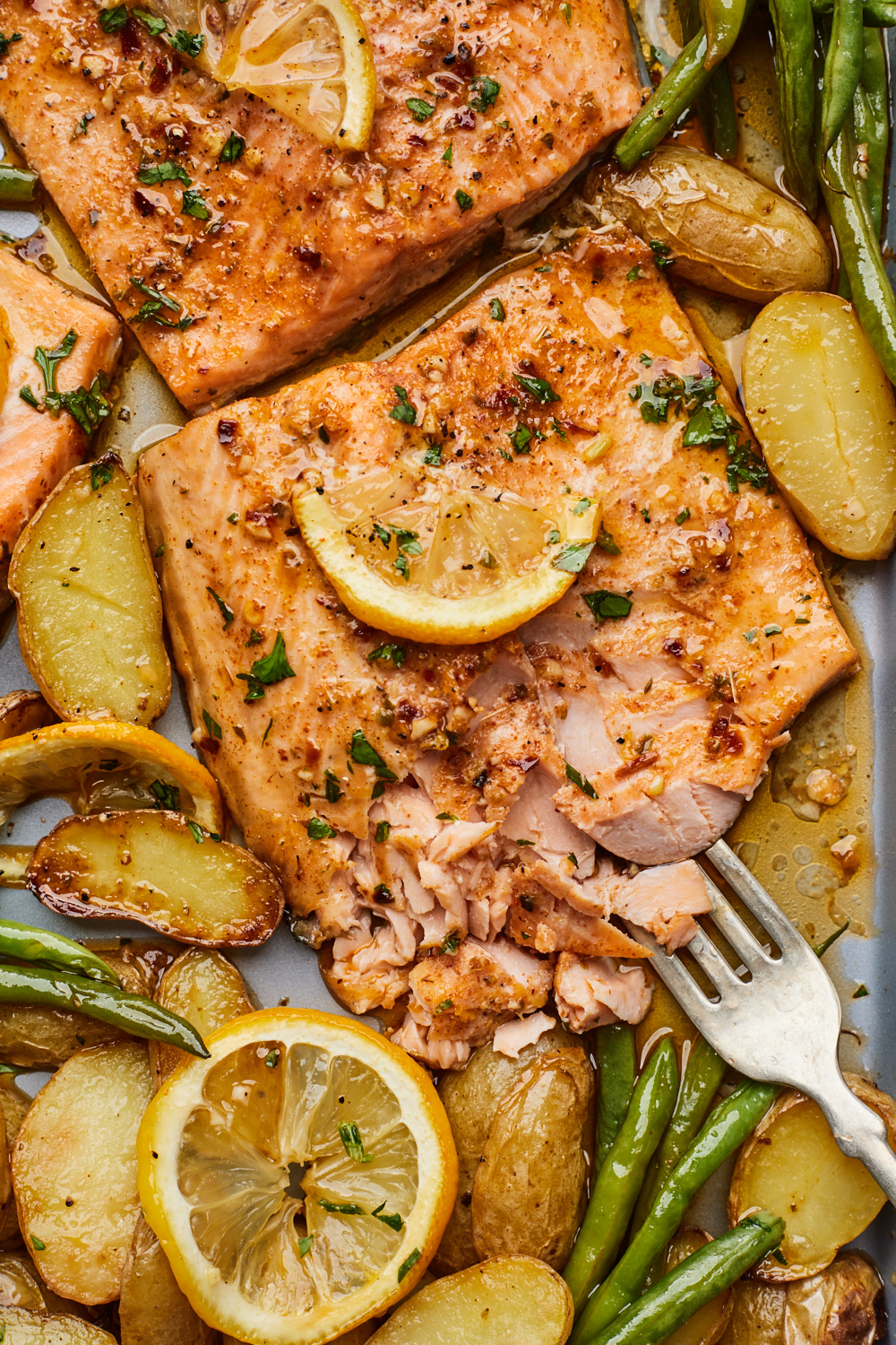 Lemon Butter Sheetpan Baked Trout