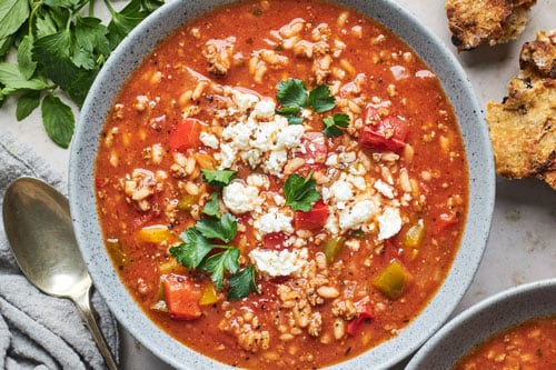 Greek Stuffed Pepper Soup