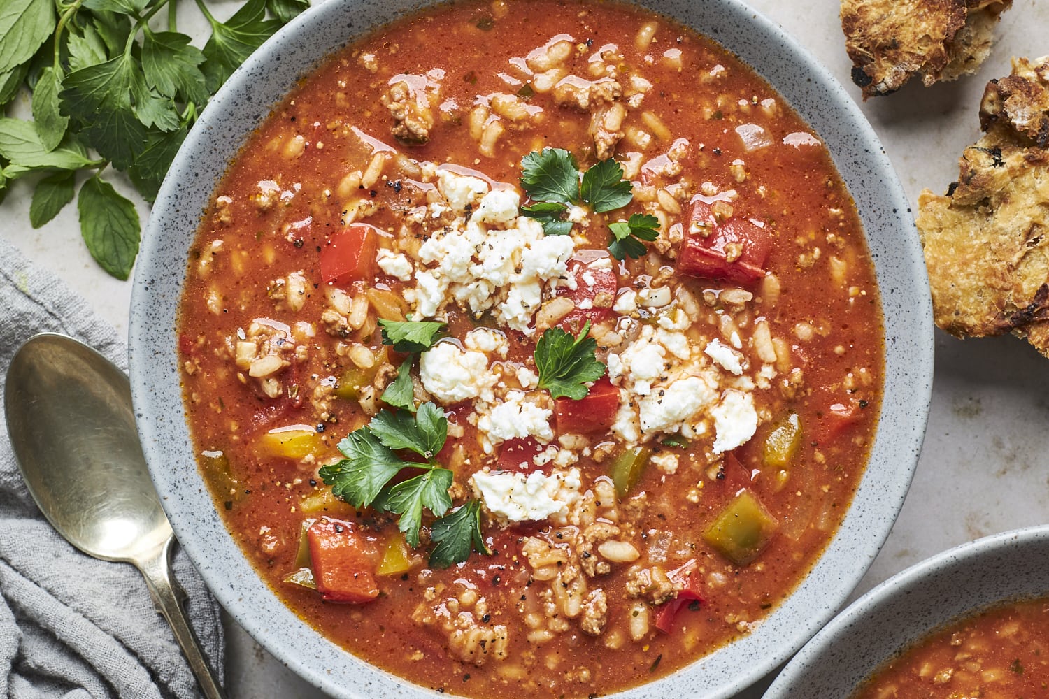 Greek Stuffed Pepper Soup