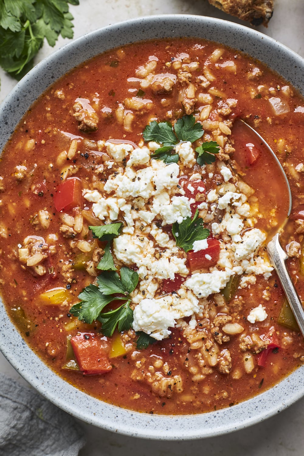 Greek Stuffed Pepper Soup