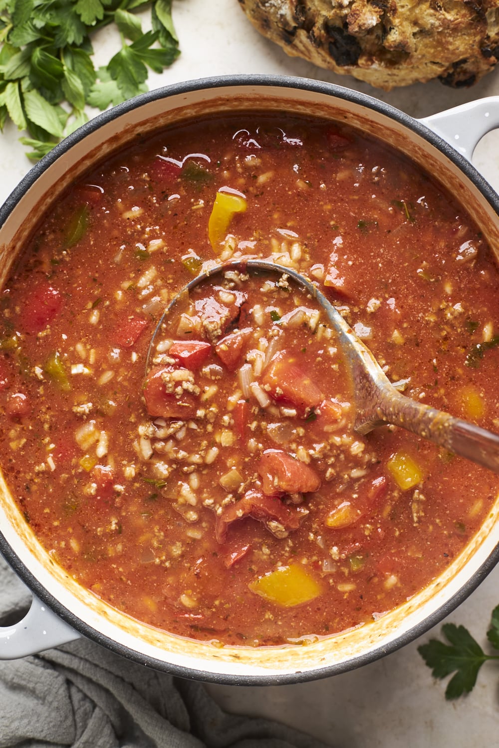 Greek Stuffed Pepper Soup